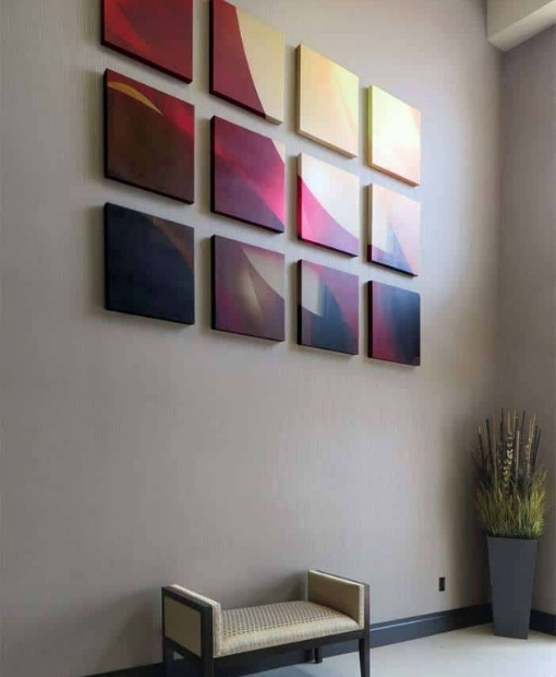 Color block canvas wall installation by My Favorite Art Place