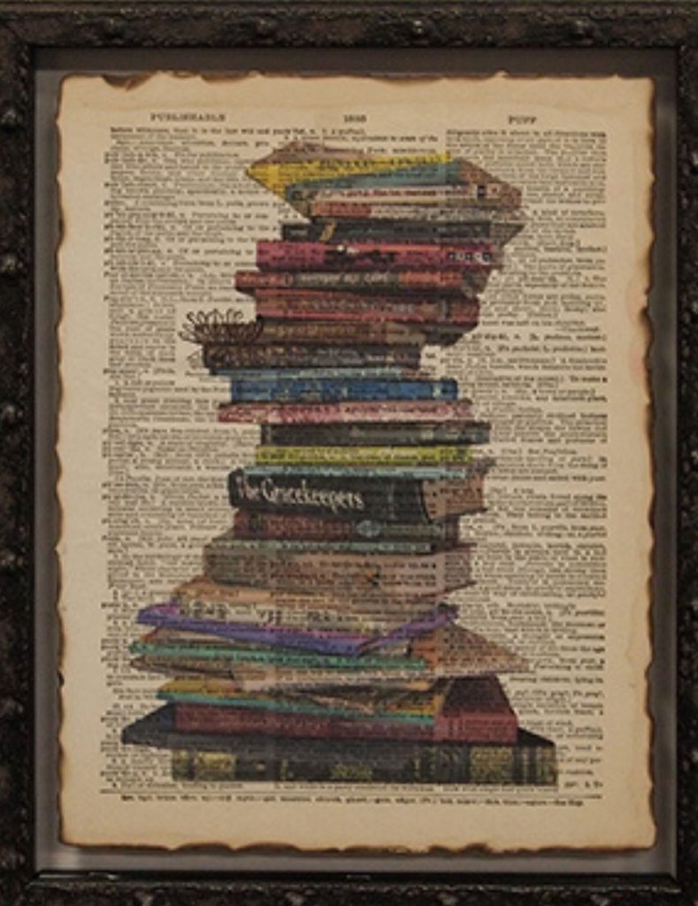Book stack typography art canvas by My Favorite Art Place