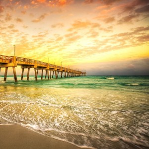 Sunset at the Pier Concrete Dock Bridge View