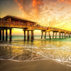 Sunset at the Pier Concrete Dock Bridge View