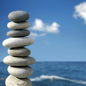 Stacked stones in the ocean