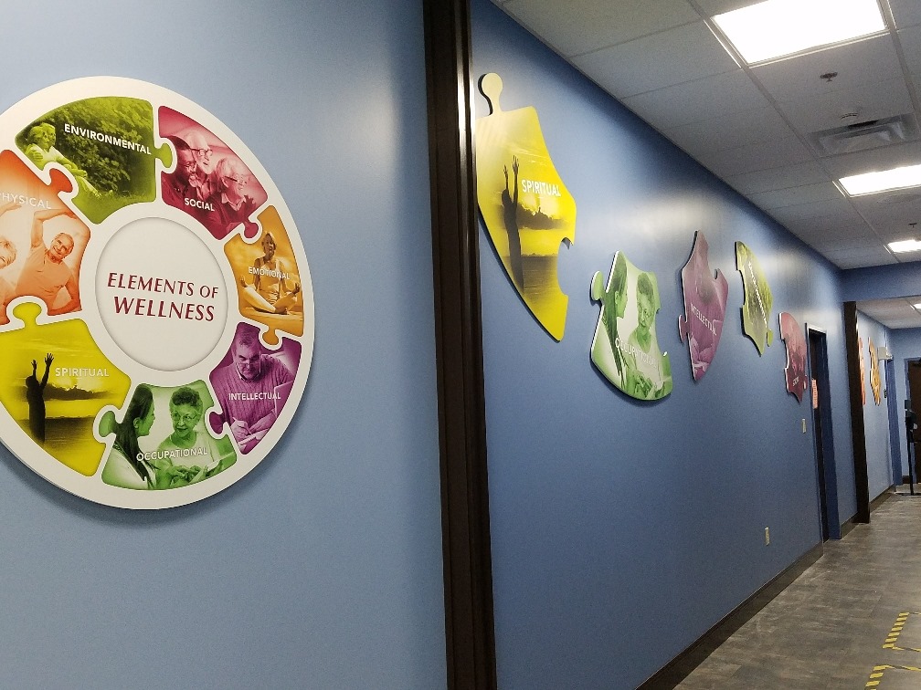 Abstract wall art hallway display by My Favorite Art Place