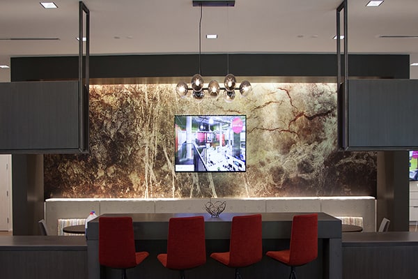 Textured feature wall art installation by My Favorite Art Place