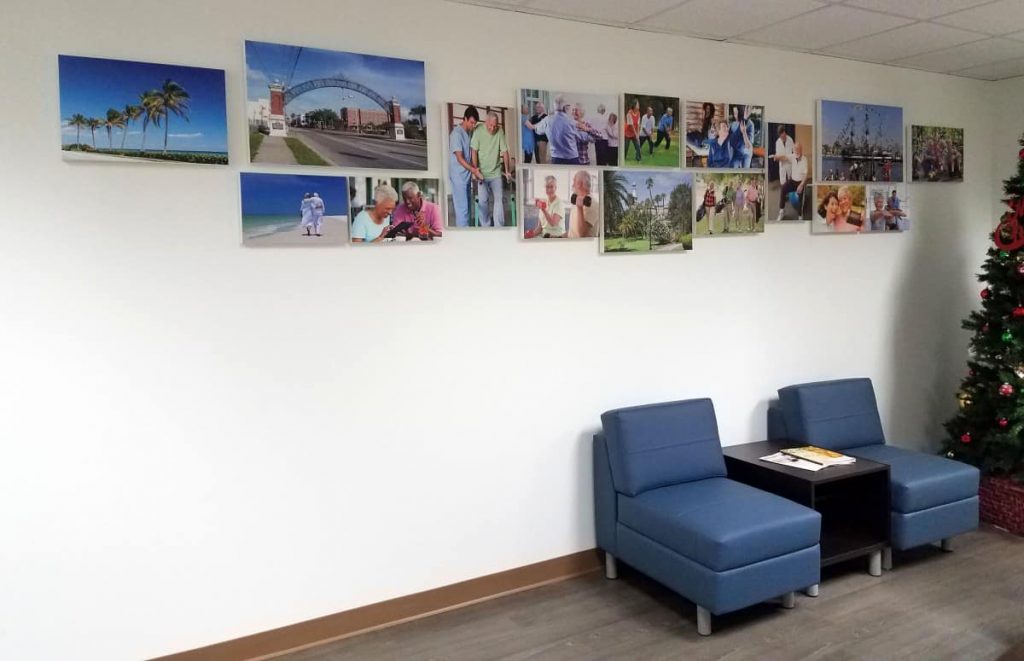 Waiting room seating and wall art by My Favorite Art Place