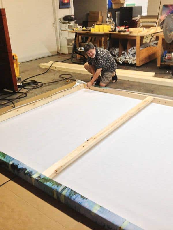 Canvas stretching process studio by My Favorite Art Place