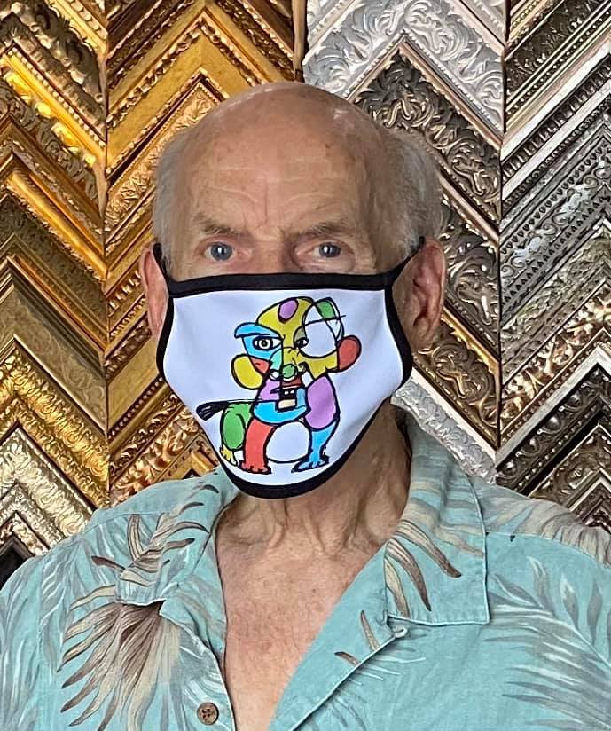 Illustrated portrait face mask print by My Favorite Art Place