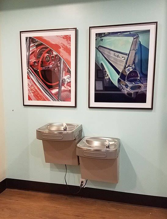 Modern framed artwork with fountains by My Favorite Art Place