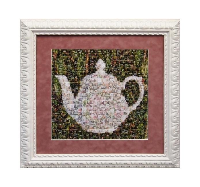 Mosaic teapot artwork custom framing by My Favorite Art Place