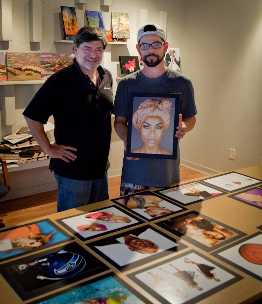 Art selection table at My Favorite Art Place showroom