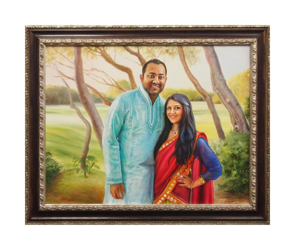 Family portrait custom framed artwork by My Favorite Art Place