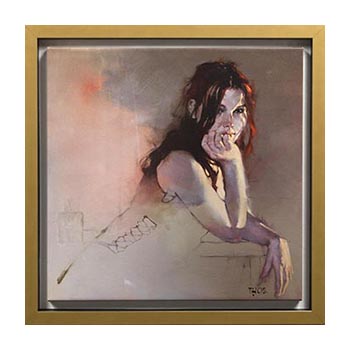 Woman portrait painting custom framed by My Favorite Art Place.