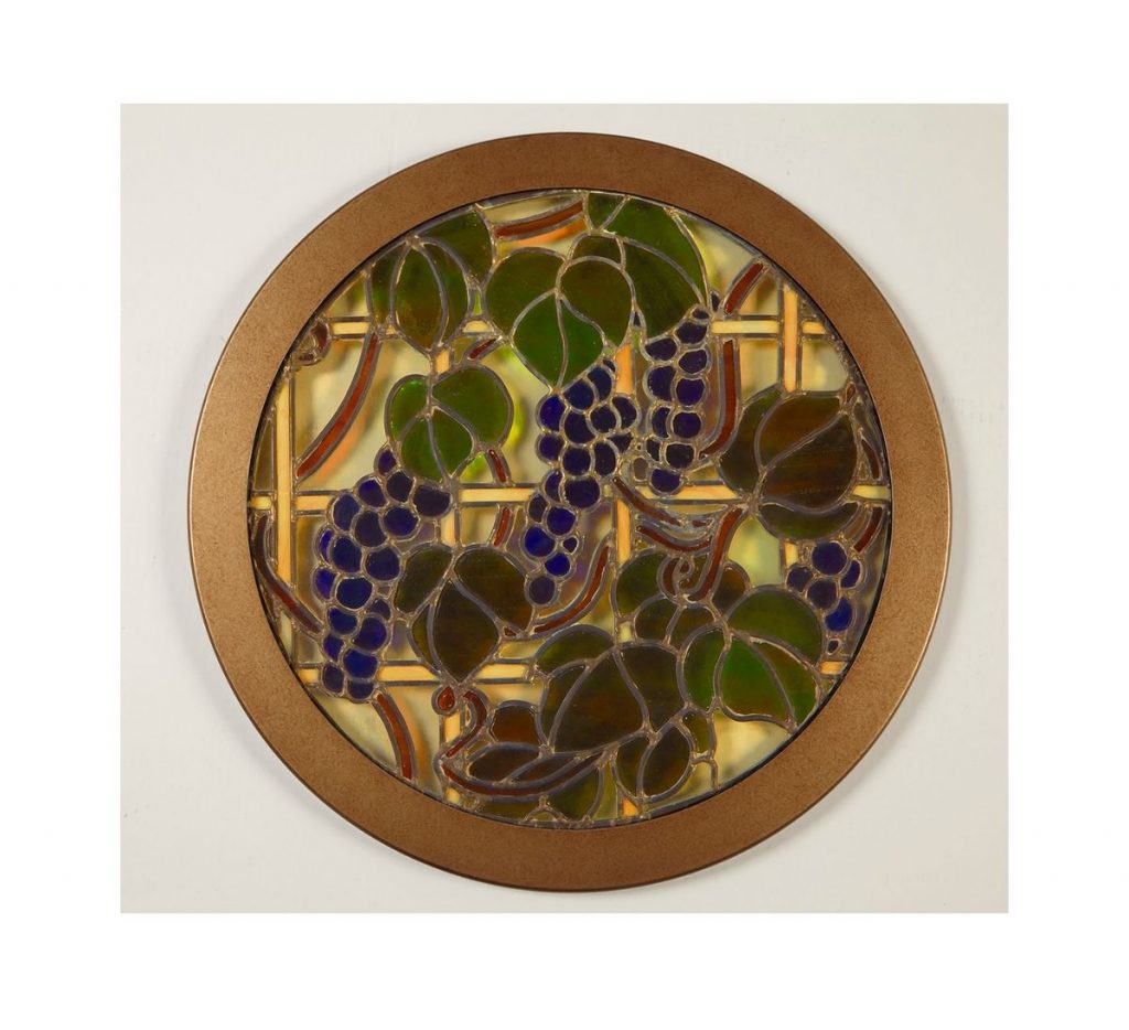 Circular stained glass style framed art by My Favorite Art Place