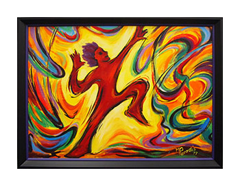 Vibrant abstract color painting framed by My Favorite Art Place