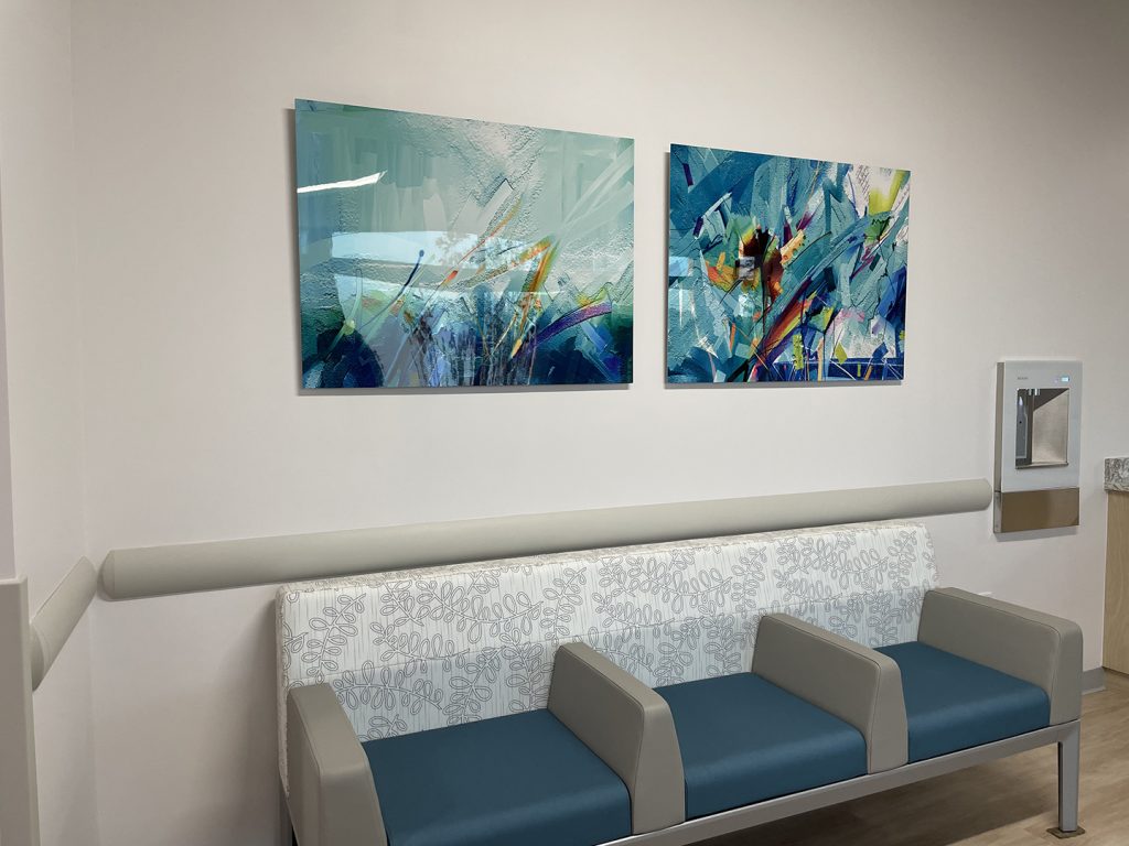 Medical waiting room art display by My Favorite Art Place.