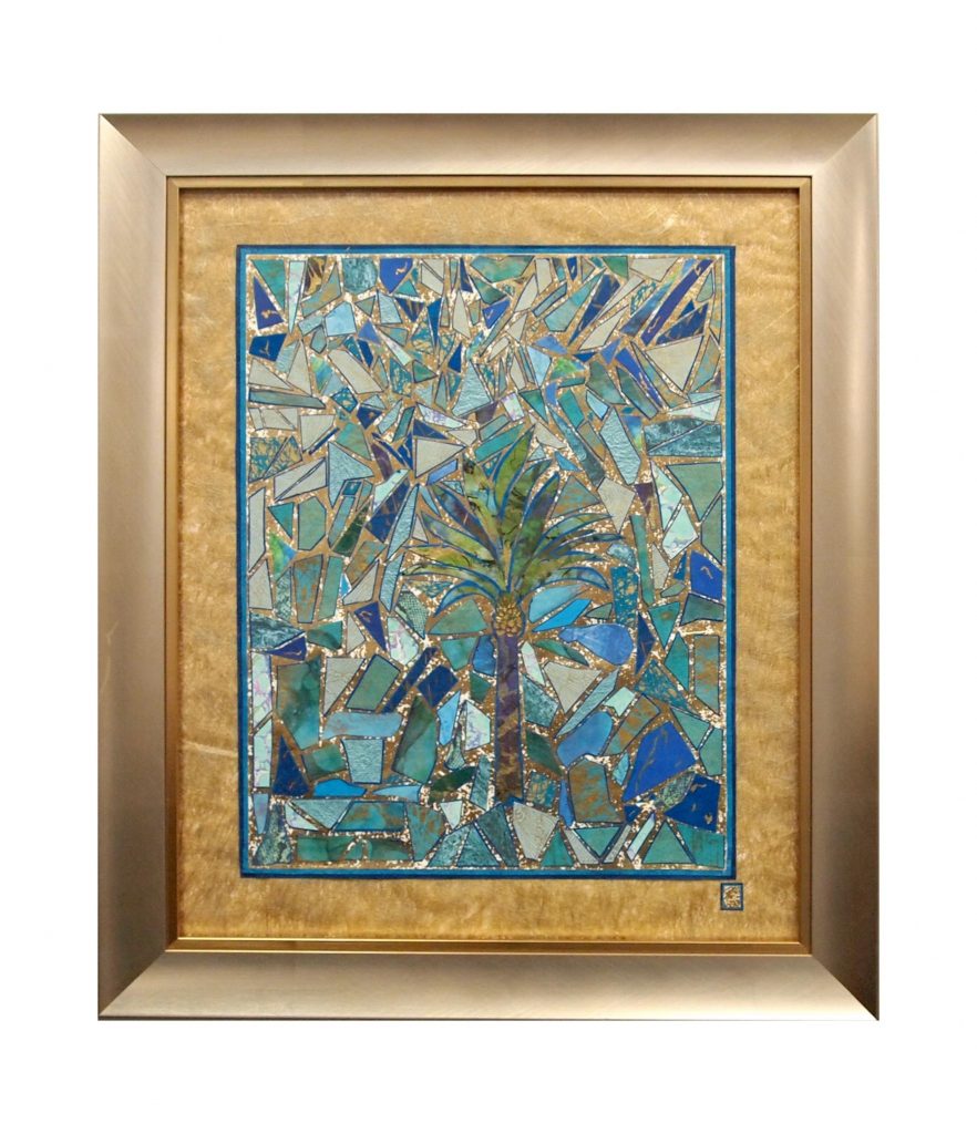 Blue mosaic abstract framed art by My Favorite Art Place