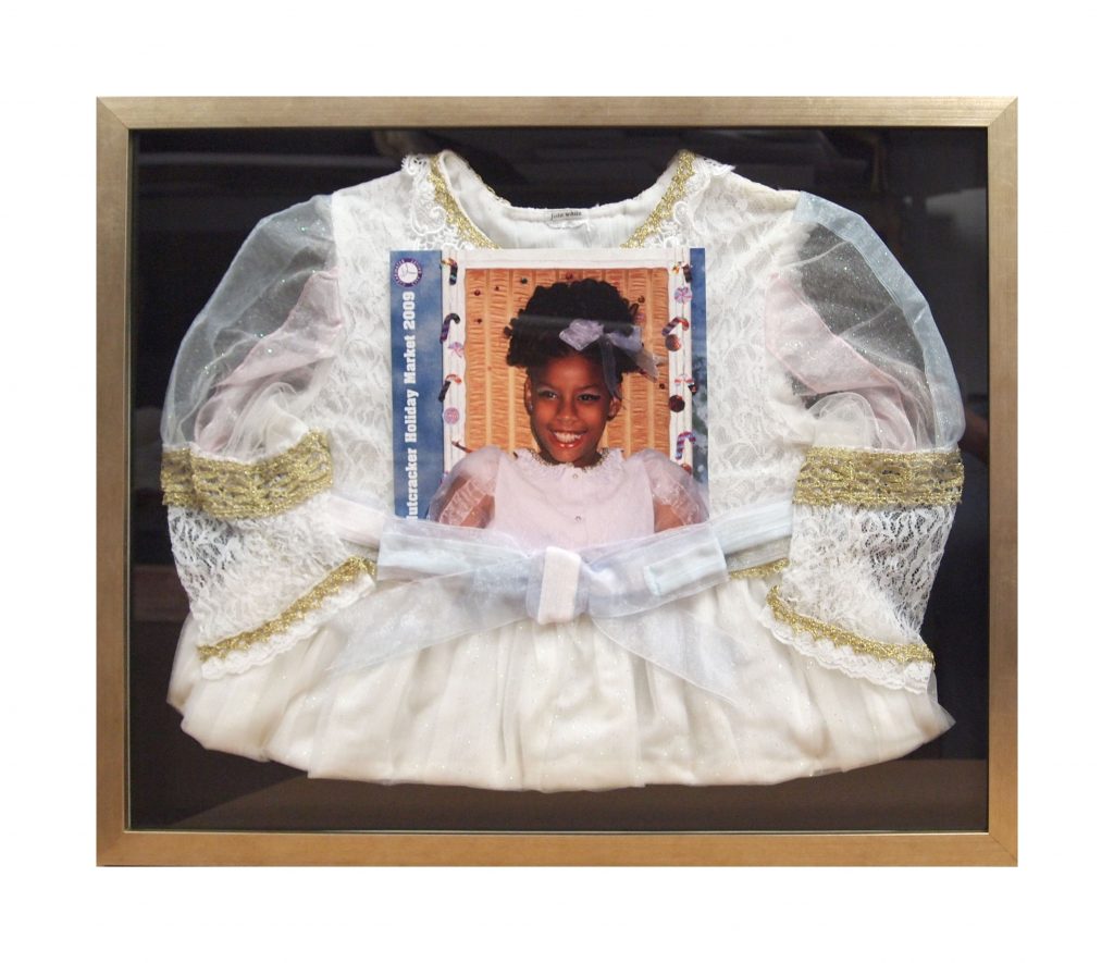 Textile memory art shadow box by My Favorite Art Place