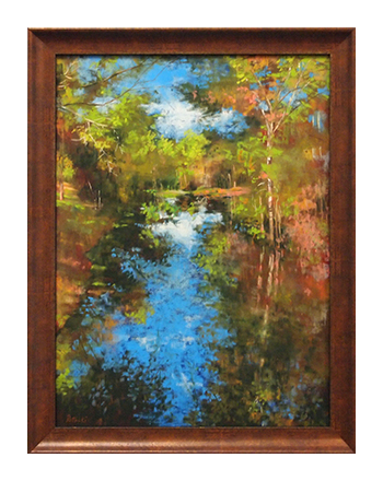 Autumn river landscape painting framed by My Favorite Art Place