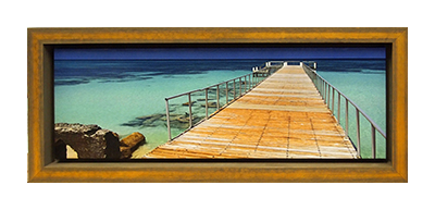 Wooden pier seascape painting framed by My Favorite Art Place