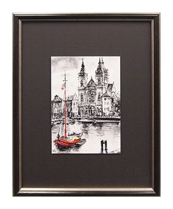 Black and white architectural sketch framed by My Favorite Art Place