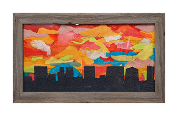 City skyline abstract painting framed by My Favorite Art Place