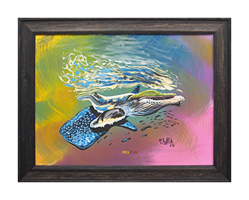Abstract ocean turtle painting framed by My Favorite Art Place