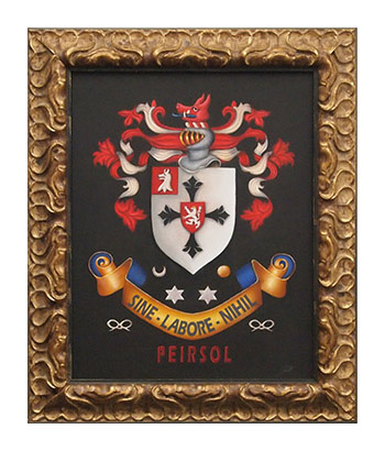Heraldic crest artwork framed by My Favorite Art Place