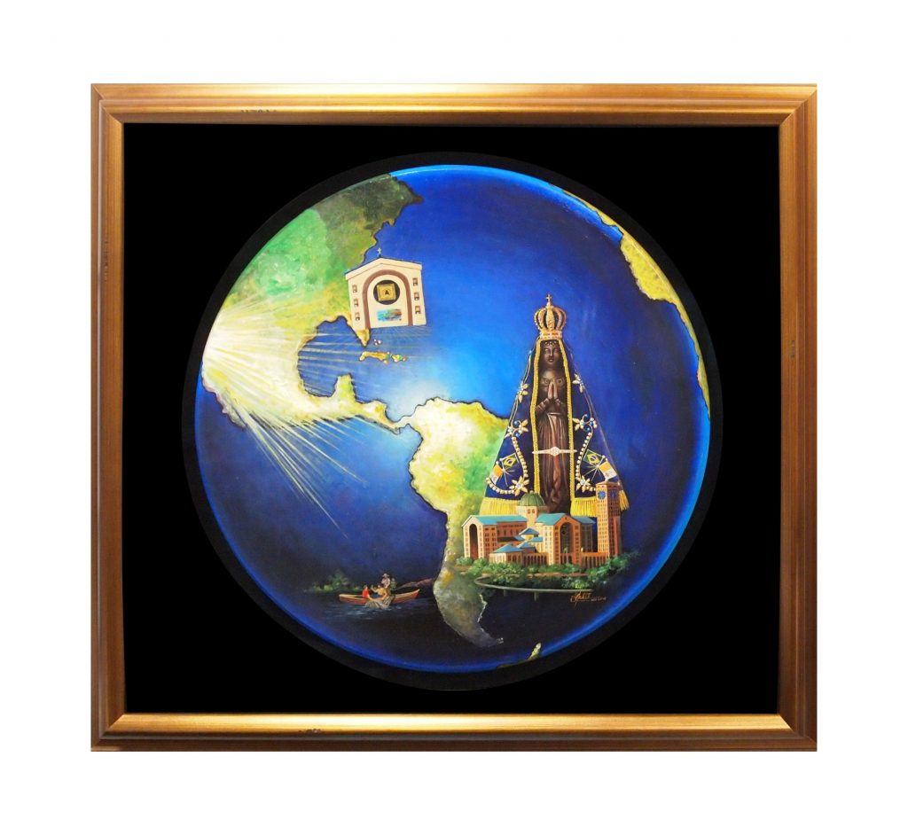 Circular world surreal framed art by My Favorite Art Place