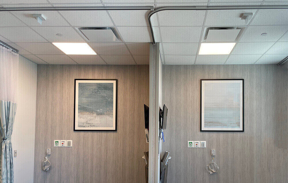 Medical waiting room styled with framed wall art by My Favorite Art Place