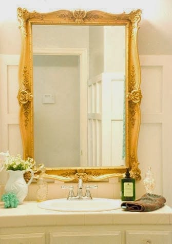 Bathroom mirror framed by My Favorite Art Place