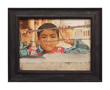 Child portrait illustration custom framed by My Favorite Art Place
