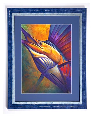 Colorful bird illustration custom framed by My Favorite Art Place