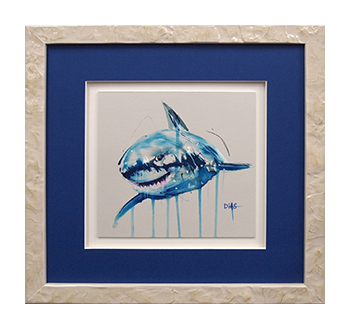 Blue fish watercolor framed artwork by My Favorite Art Place