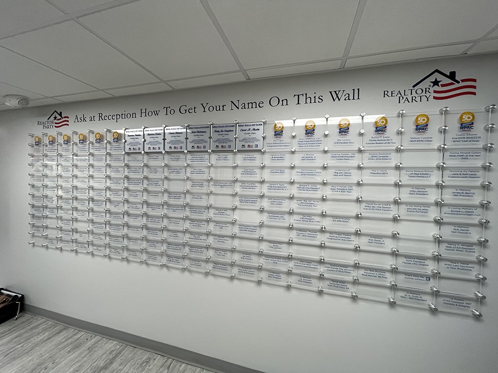 Employee recognition wall custom framed by My Favorite Art Place