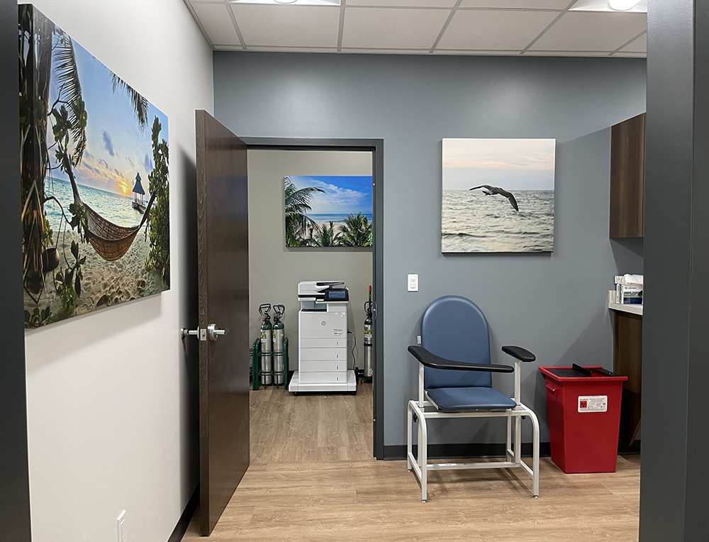 Waiting room coastal artwork framed by My Favorite Art Place