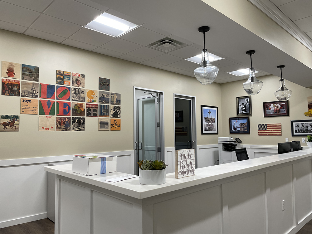 Reception area gallery wall by My Favorite Art Place