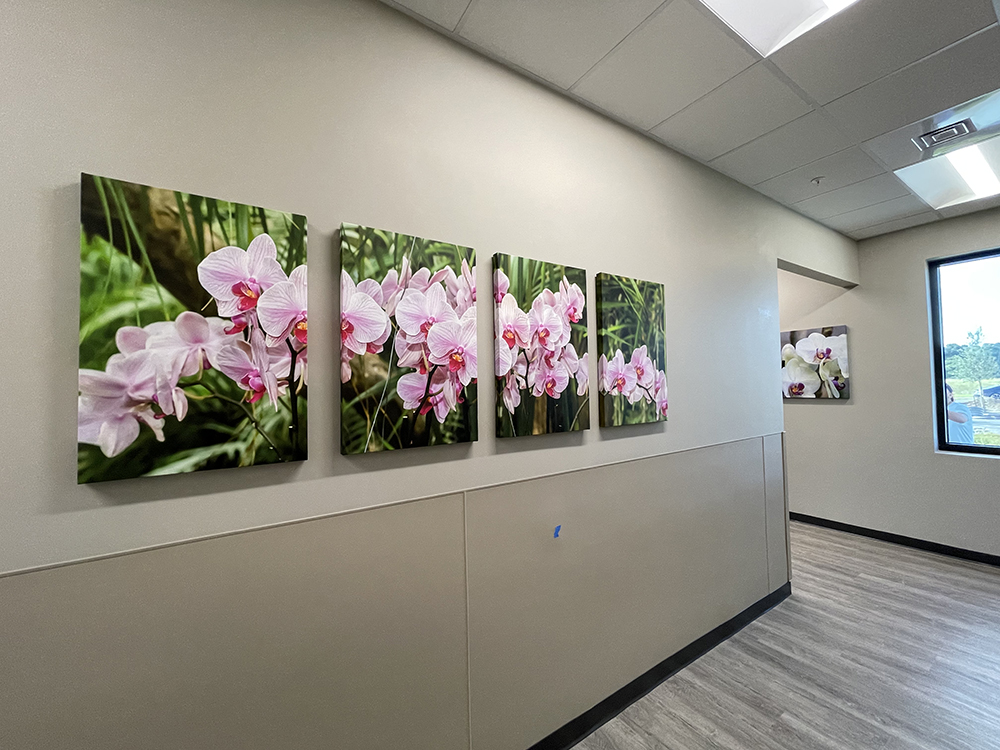 Floral panel wall art installation by My Favorite Art Place