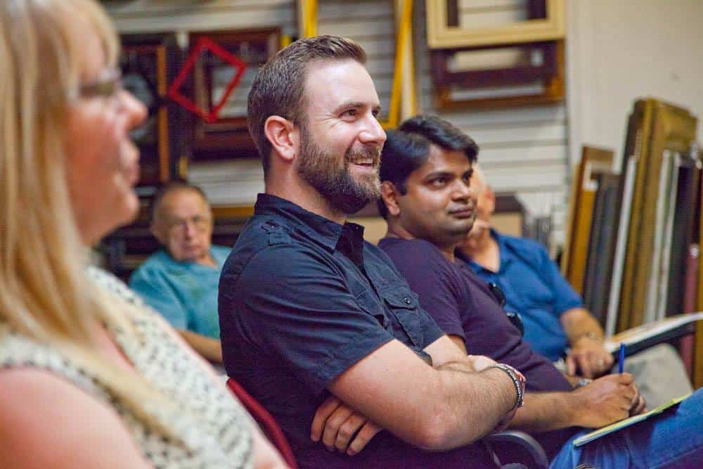 Audience listening to art talk at My Favorite Art Place.