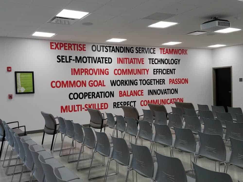 Corporate wall word art by My Favorite Art Place for professional spaces