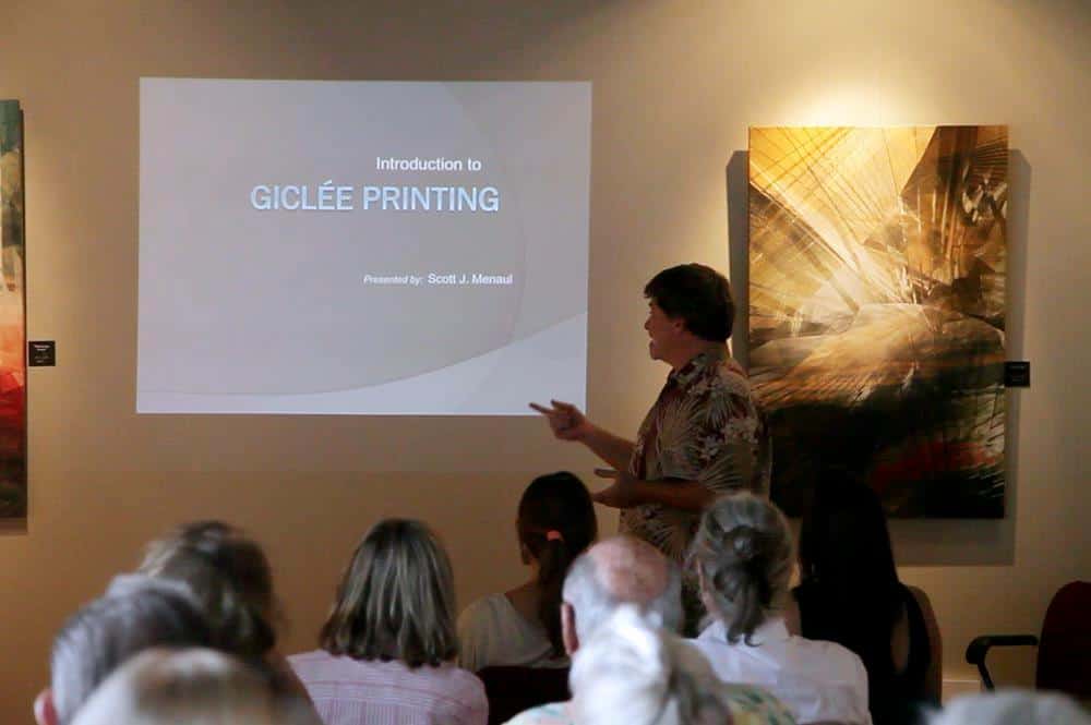 Art presentation in progress at My Favorite Art Place gallery.