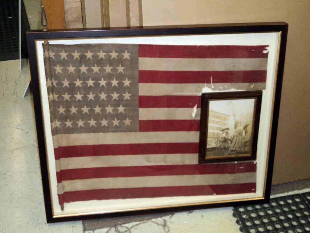 Framed American flag display by My Favorite Art Place for patriotic wall art