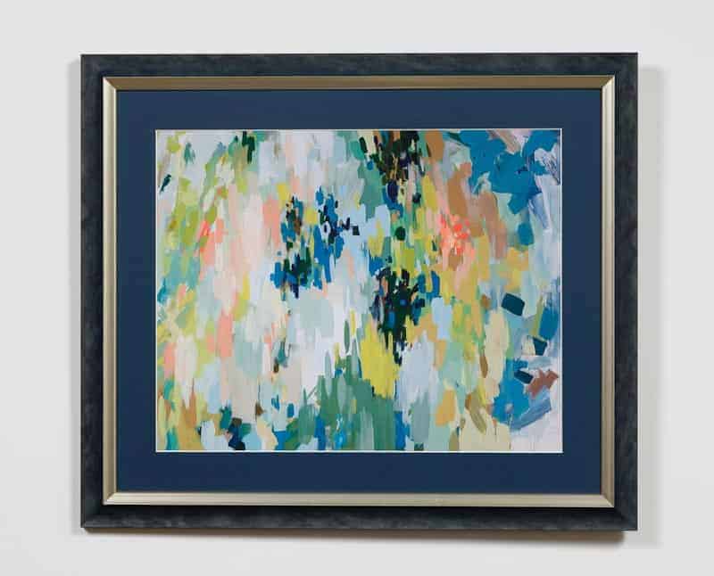 Colorful abstract painting in custom frame by My Favorite Art Place