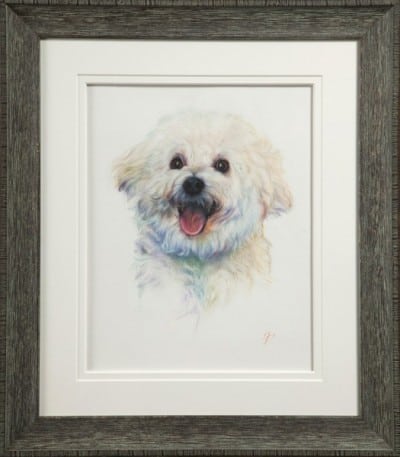 Multiple Mats Same Color Simple Design "Puppy " Framed