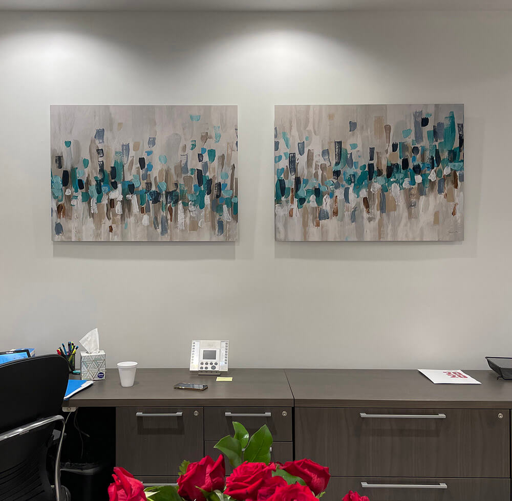 Office conference room with abstract wall art by My Favorite Art Place