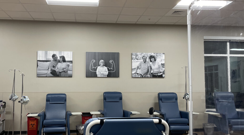 Healthcare corridor displaying black and white photography by My Favorite Art Place