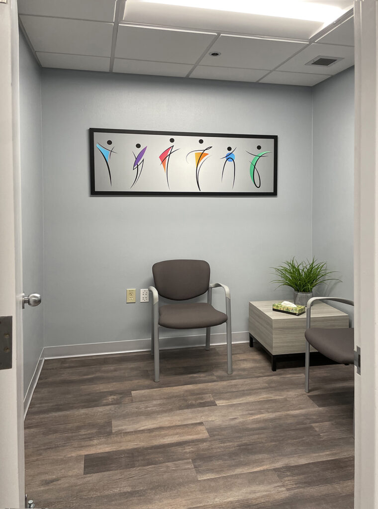 Medical waiting room styled with wall art by My Favorite Art Place