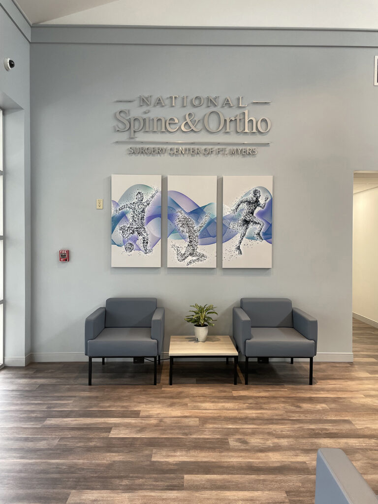 Healthcare lobby featuring framed artwork by My Favorite Art Place