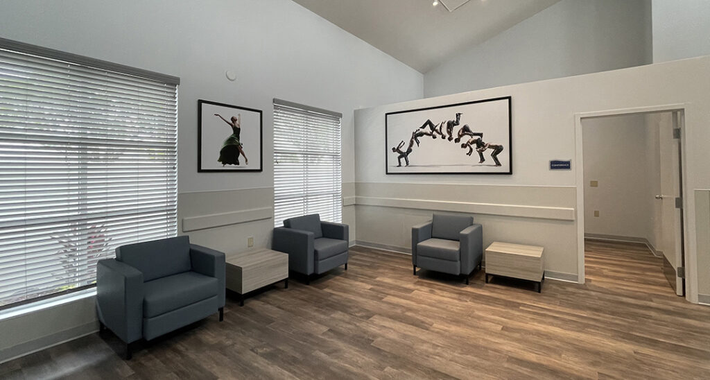 Medical office waiting area with framed wall art by My Favorite Art Place