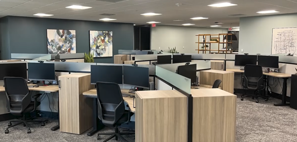 Corporate workspace interior featuring art by My Favorite Art Place