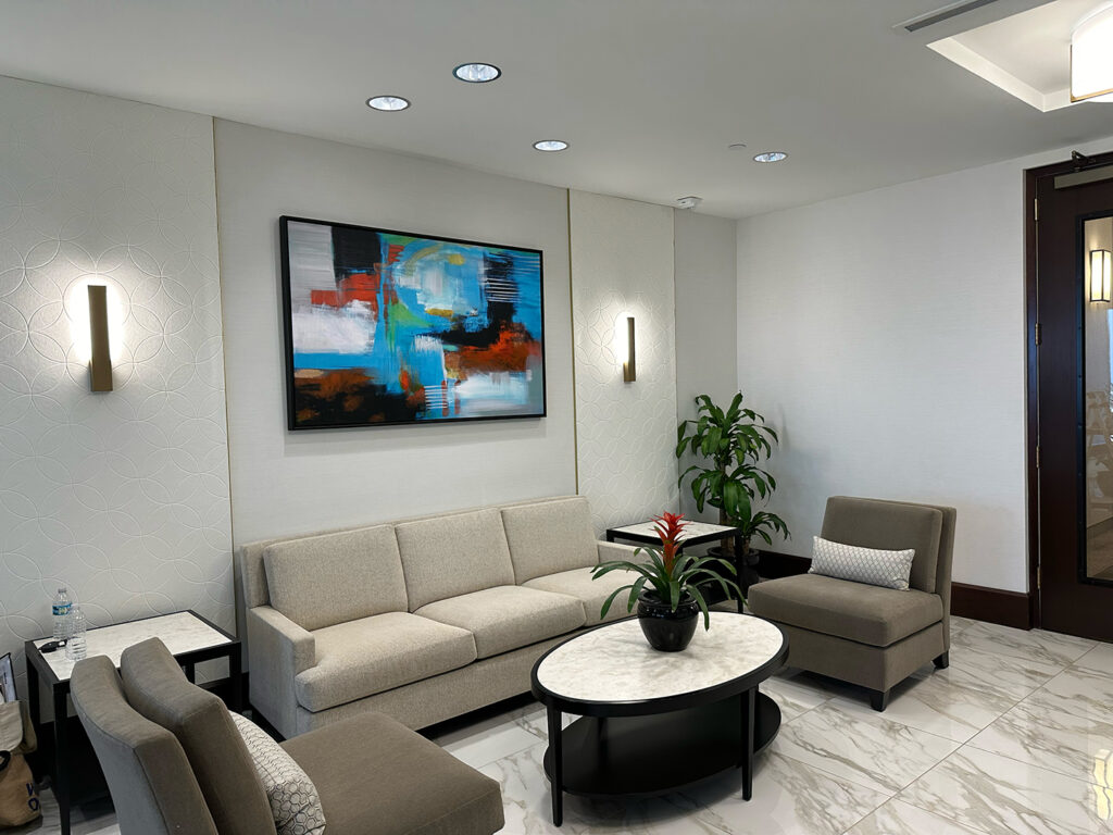Corporate lounge area styled with wall artwork – My Favorite Art Place
