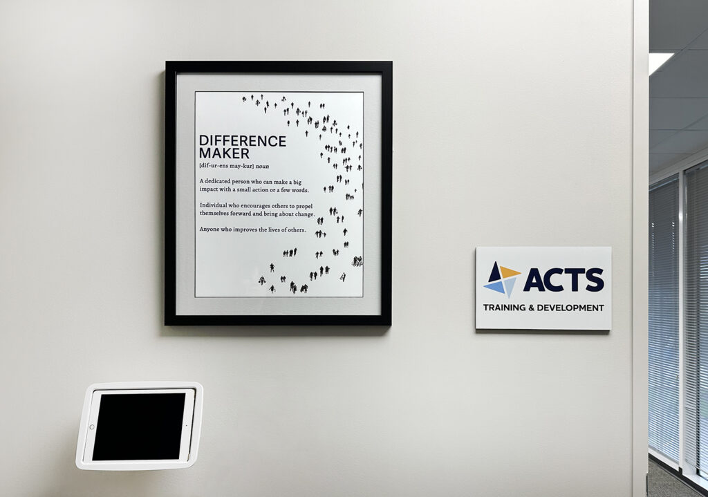 Branded office wall signage and framed typography art – My Favorite Art Place